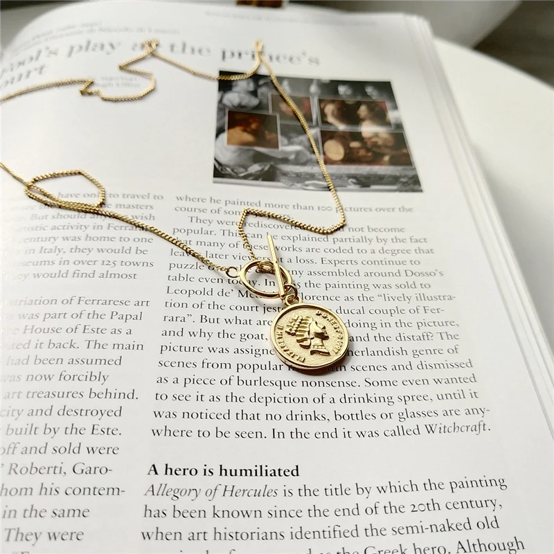 925 пробы Серебряное Оригинальное женское ожерелье с кулоном в виде королевы монет, золотые модные ожерелья-чокеры, ожерелье для женщин, хорошее ювелирное изделие