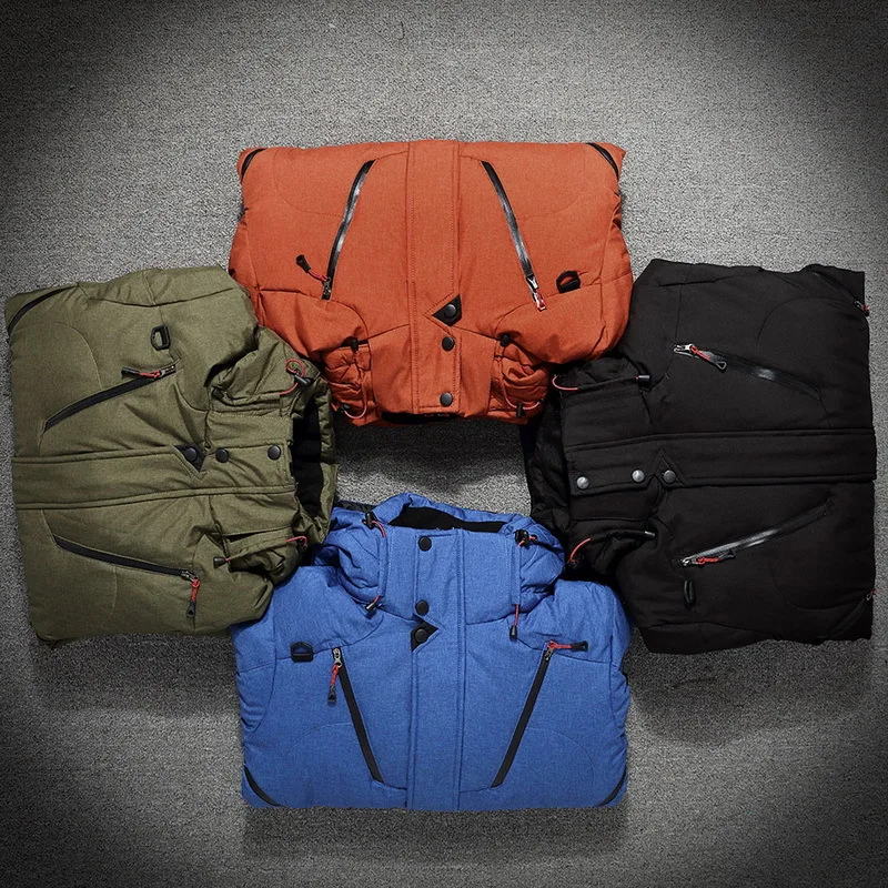 Snow Overcoat Men Windbreaker Thick Warm 90% White Duck Down Jacket Stand Collar Hooded Winter Jacket Men Degree down jacket mens jacket