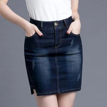 Женская джинсовая юбка 2019New Year Slits сексуальная сумка Хип юбка винтажная изношенная джинсовая юбка плюс размер 4XL Женская одежда ковбойская юбка AA633