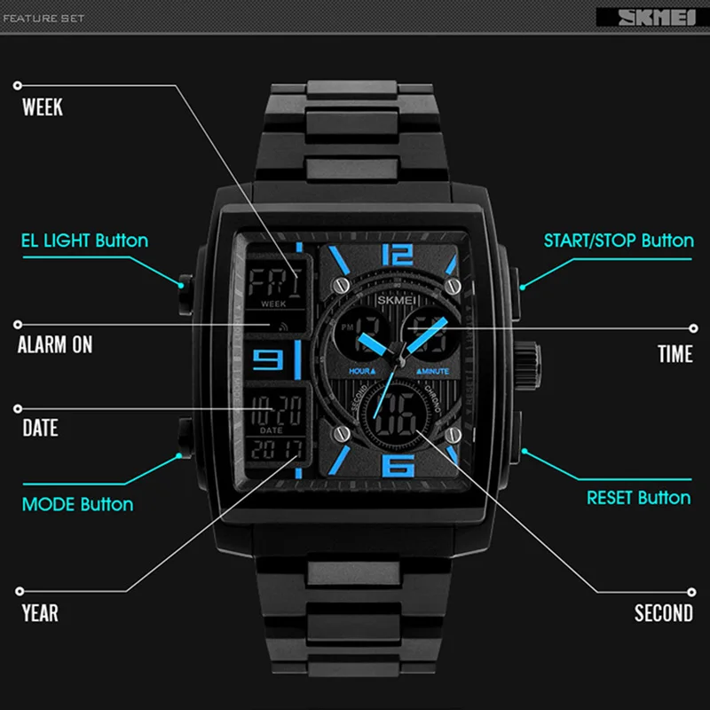 Мужские часы от ведущего бренда, роскошные, SKMEI, военные спортивные часы, мужские, светодиодный, цифровые, кварцевые наручные часы, мужские часы