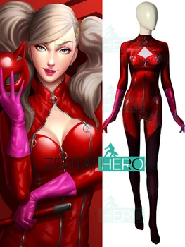 

Free Shipping 3D Printing Red Ann Takamaki Cosplay Costume From Persona 5 Women Superhero Costume Zentai Catsuit For Halloween