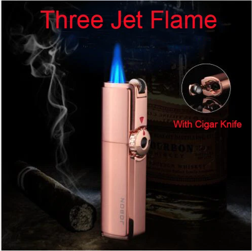 

Classic retro grinding wheel three fire direct blow windproof lighter, metal point cigar moxibustion gas lighter,cigar knife