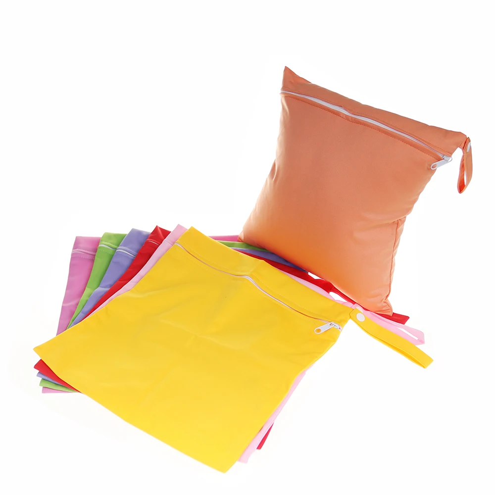 Solid Color Baby Diaper Bags Washable Reusable Nappy Wet Bags Waterproof Travel Carry Bag Mumm Bags - 5