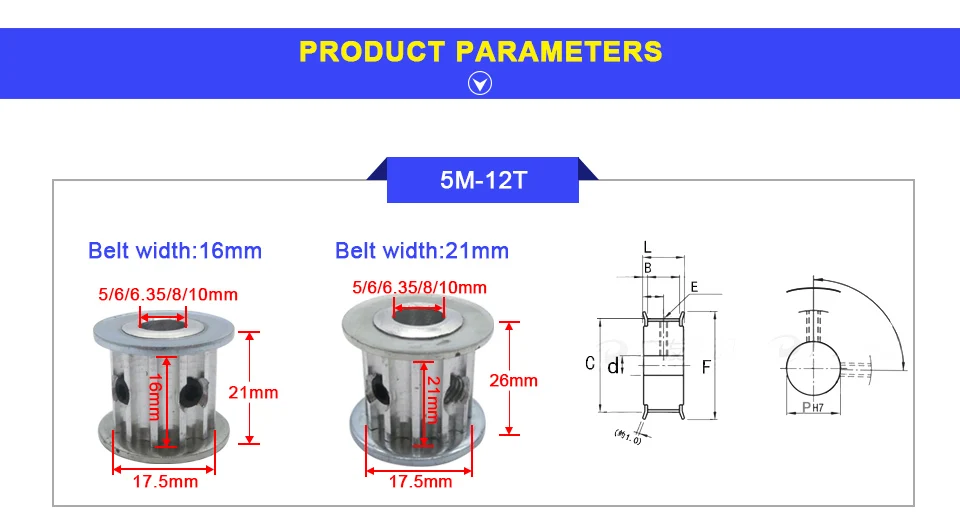 LUPULLEY 1 шт. HTD 5 м 12 т шкив ремня ГРМ 12 зубьев 16 мм/21 мм Ширина ремня диаметр 5 мм/6 мм/6,35 мм/8 мм/10 мм HTD5M шкивы колеса шестерни AF