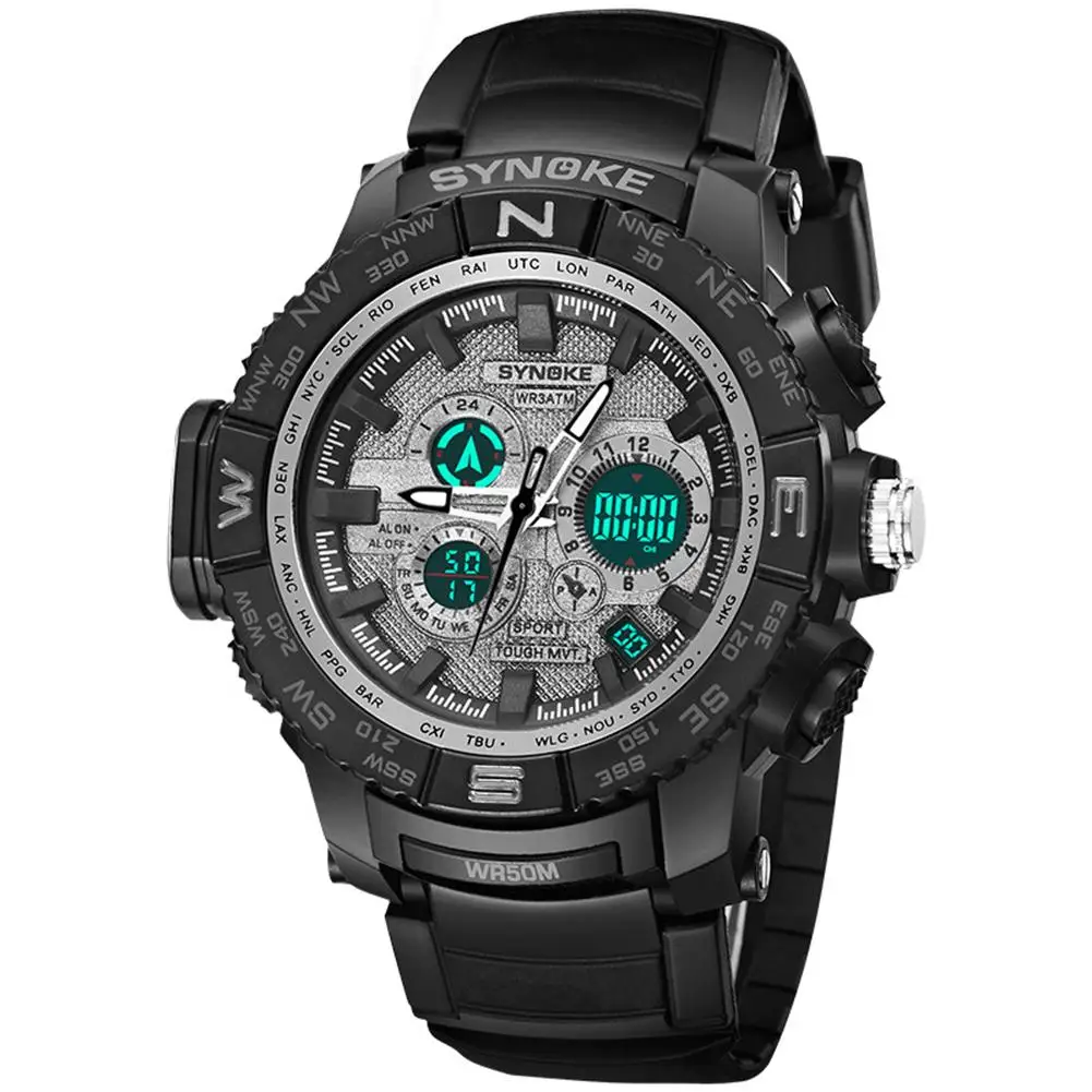 

Hot Fashion Men Outdoor Sport Dual Display Luminous Week Date Digital Wrist Watch
