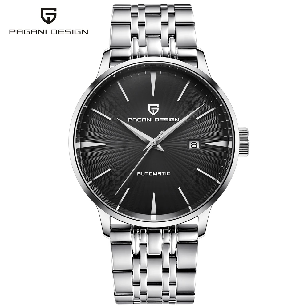 PAGANI Дизайн Топ люксовый бренд Мужские автоматические механические часы водонепроницаемые Модные простые деловые часы Relogio Masculino - Цвет: Steel Black