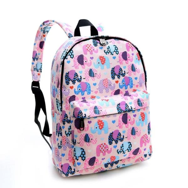 

Women Backpack Canvas Pink Elephant School Bag Printing School Backpacks Shoulder Bags Cute Lovely Shoulder Bag For Girls