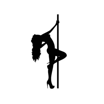 

7.4*15.3CM Sexy Pole Dancing Girl Car Stickers Covering The Body Of The Car Decorative Accessories Black/Silver C7-0244