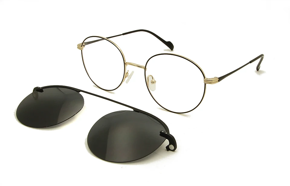 SORBERN магнитные оправы для очков с зажимом солнцезащитные очки UV400 очки для женщин винтажные круглые мужские очки с оптической оправой - Цвет оправы: Eyeglass black gold