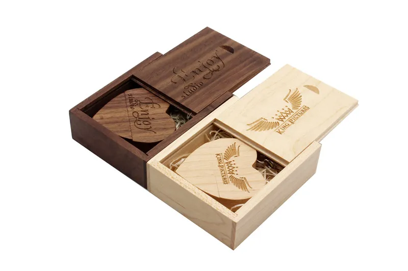 Флэшка в виде прищепки 3,0 (более 5 шт бесплатный логотип) грецкий орех деревянное сердце + Подарочная коробка USB флэш-накопитель USB креативный