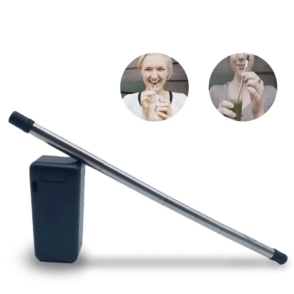 

Pawaca Reusable Stainless Steel Collapsible Drinking Straw Portable Folding Drinking Straws with Case Cleaning Brush