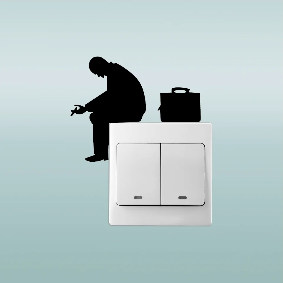 

KG-134 Creative Smoking Man Switch Sticker Cartoon Vinyl Wall Sticker Home Decor Home Wallpaper