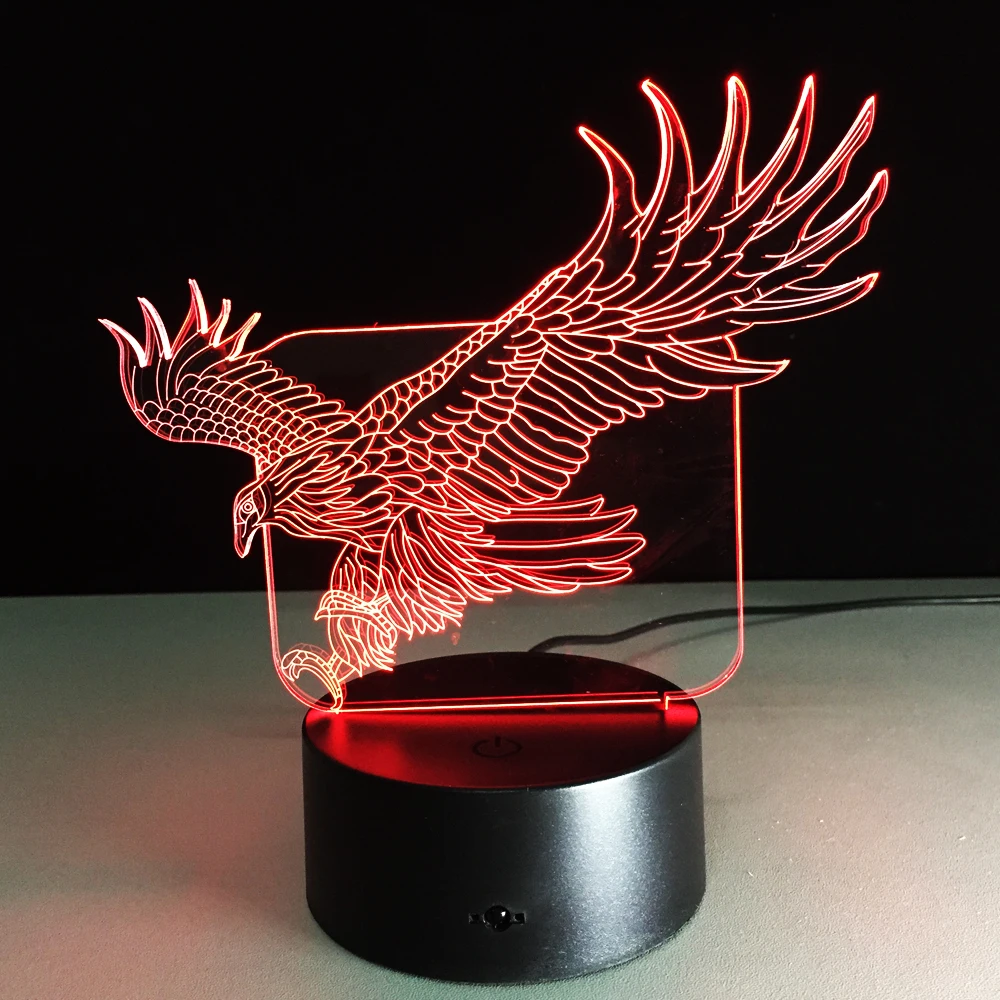  3D Flying Big Eagle Night Light 7 Colorful Hawk 3D Cartoon Table Lamp for Office Hotel Bedroom Bar  - 32888769054