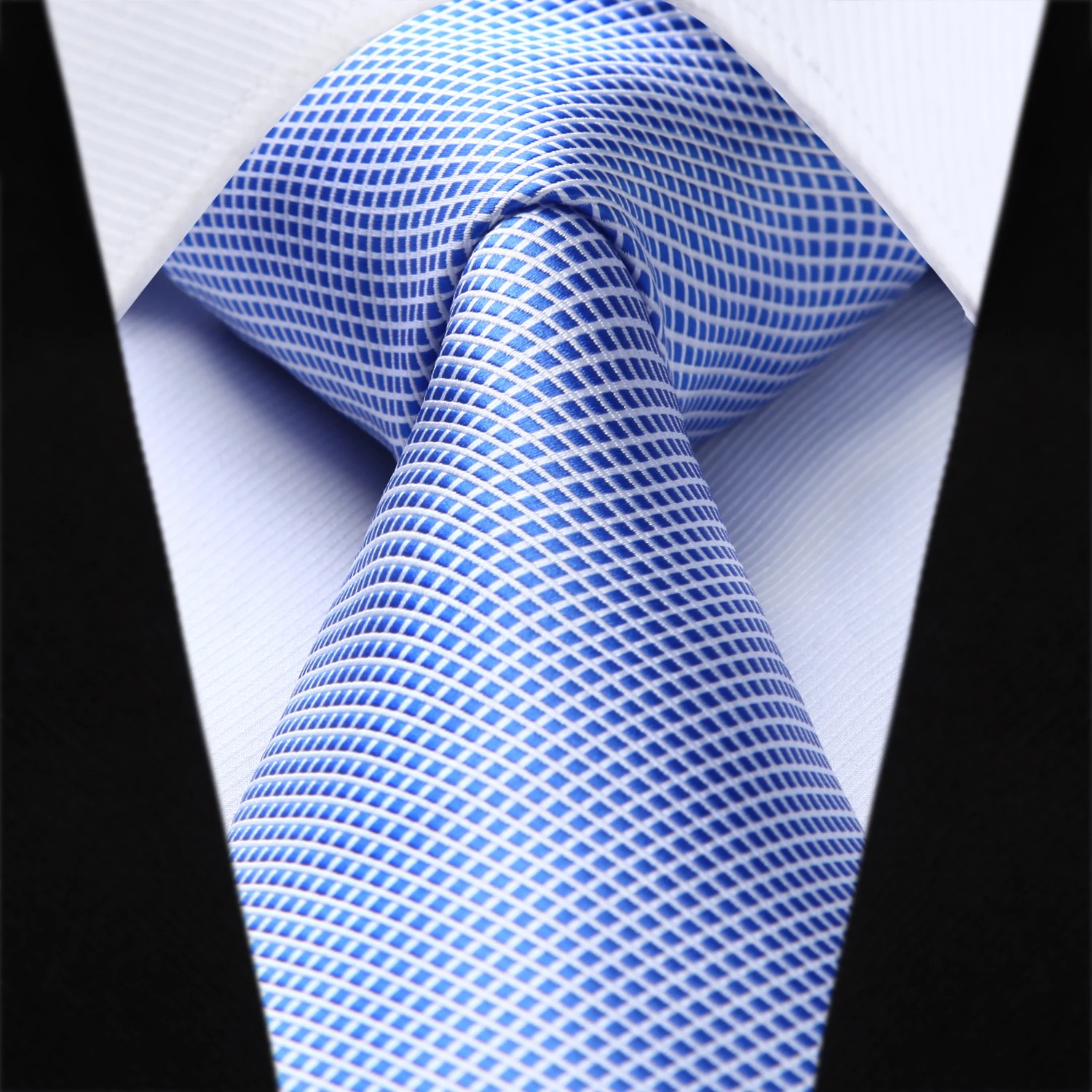 Тканые Для мужчин галстук мода Blue Check плед галстук платок Набор# TC616B8S вечерние свадебные классические платок галстук