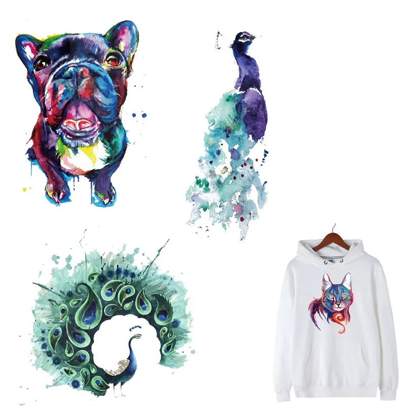

Cute Colorful Dog Owl cartoon Animals Patches Clothing Applications Decor Heat Transfer Fusible Clothing Stickers DIY Tops PVC E