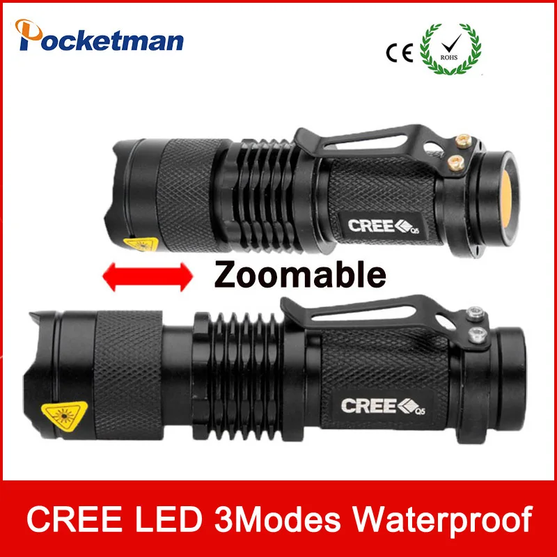 

LED Torch 2017 New 7W 2000LM CREE Q5 LED Flashlight Adjustable Focus Zoom flash Light Penlight Lanterna free shipping
