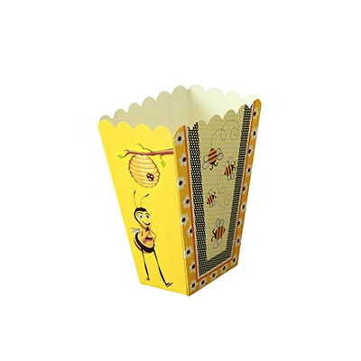 6pcs popcorn boxes Бабочка пчела тематическая вечеринка на день рождения украшения детский душ вечерние поставки пчелы кинематографическая тематика одноразовые тарелки салфетки для стаканчиков баннеры - Цвет: 6pcs popcorn boxes
