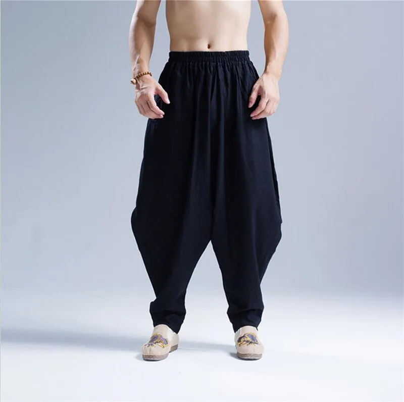 2022 Summer Autumn Cotton Linen Casual Harem Pants Men Jogger Pants Men Fitness Trousers Male Chinese Traditional Harajuku mens harem joggers Harem Pants