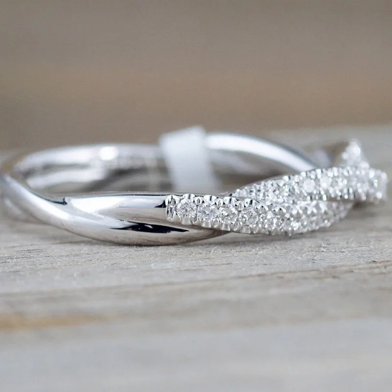 Тонкие серебряные кольца с крученым цирконием для женщин, женское элегантное классическое обручальное кольцо для девушек, вечерние ювелирные изделия для свадьбы