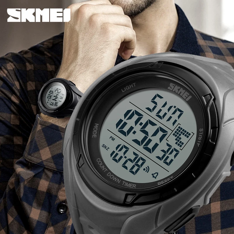 

SKMEI Fashion Countdown Sport Watch Week Wristwatch Outdoor Mandatory Shock Resistant LED Display Clock Complete Calendar