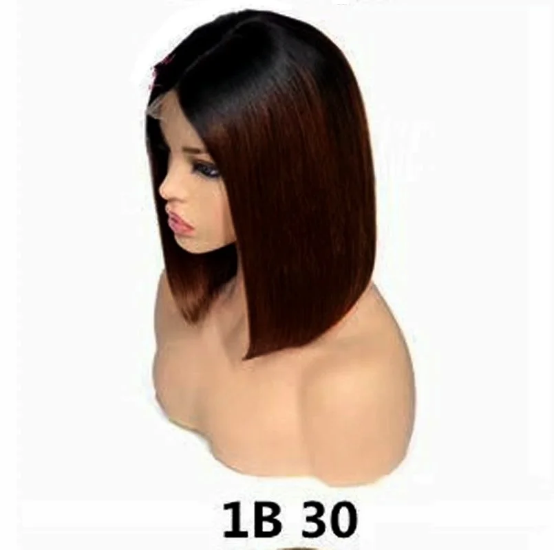 

Free shipping 9 Styles for choose colorful Short Straight Lace Front Human Hair Wigs Brazilian Bob wigs