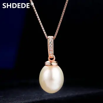 

SHDEDE 925 pure silver rose gold classic Freshwater Pearl Pendant Necklace new products and women's Engagement Jewelry