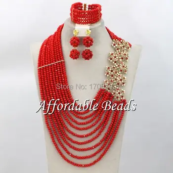 

Unique African Wedding Beads Jewelry Set Fashion Nigerian Bridal Jewelry Set Hot Free Shipping ABE028