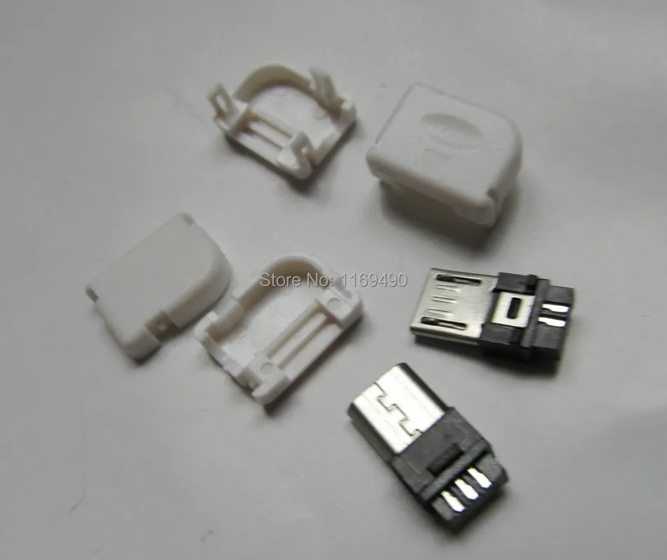 Бесплатная доставка 10 комплектов белый 90-контактный штекер Micro USB b 5 штырьков