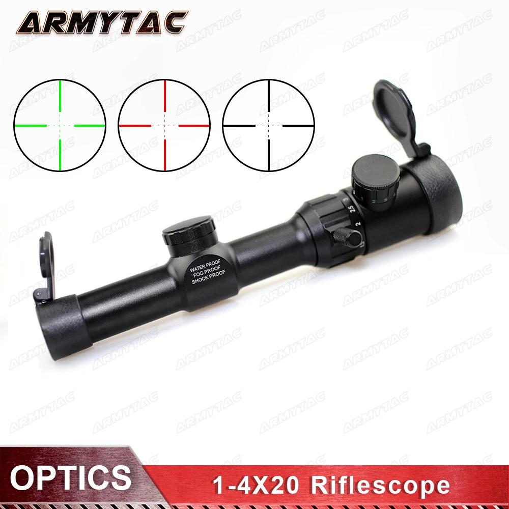 

ArmyTac Optical 1-4X20 Riflescopes Sight Scope Reticle Rifle Scope With Mounts for Hunting
