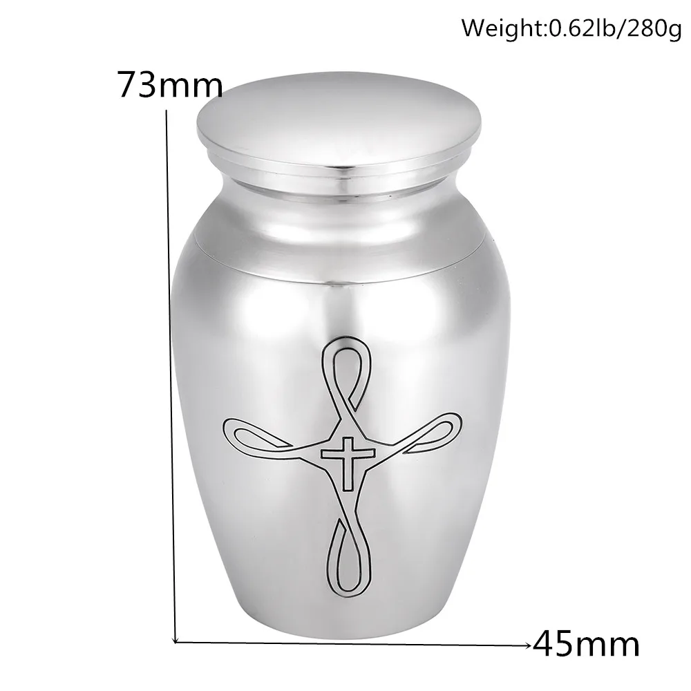 Different Cross Engraved Cremation Urns/Jars 73mm*45mm Shiny Human/Pet