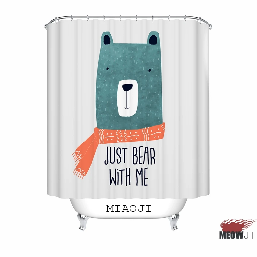 

[MIAOJI] <Watercolor Animals> Bear Cool Boy Lion custom Shower Curtain Bathroom decor various sizes Free Shipping