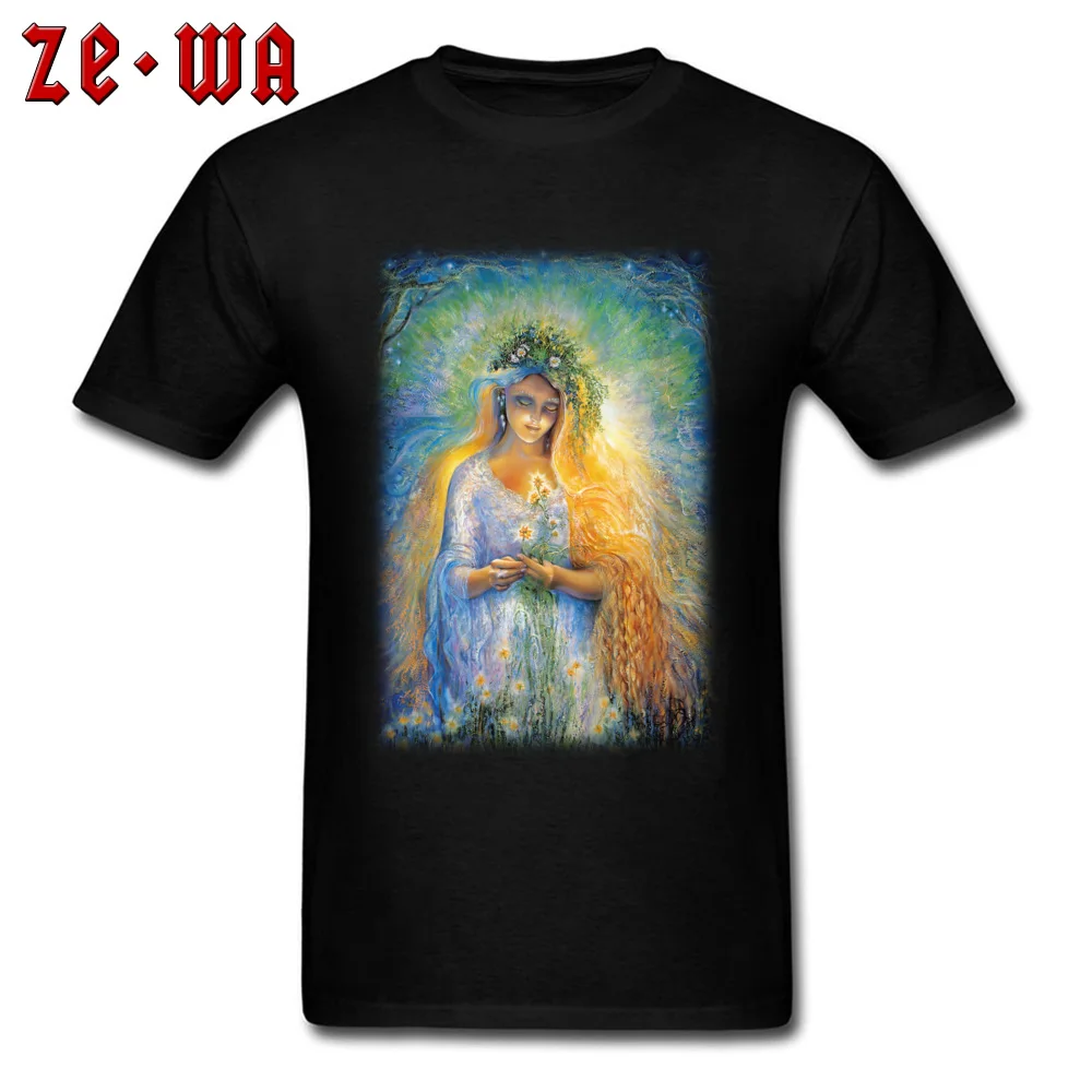 Geek earth goddess gaia T Shirts for Men Classic Summer Autumn Round Neck 100% Cotton Fabric Short Sleeve T Shirts Tee-Shirt earth goddess gaia black