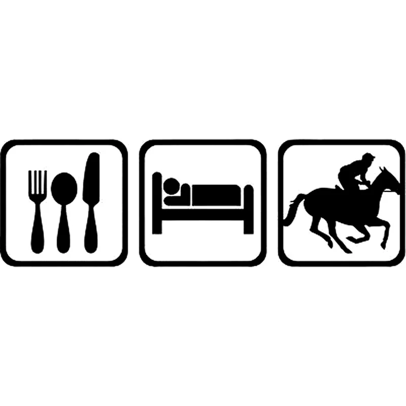 15,8 см * 5 см Eat Sleep Horse Racing интересные виниловые наклейки аксессуары наклейка на автомобиль черный серебристый S6-2893