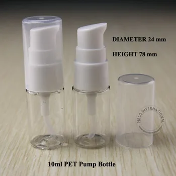 

100PCS 10ml D24*H78mm PET Cream Bottle Vials Lotion Pump Spray Bottle Cosmetic Packaging Emulsion Containers with White Pump Lid