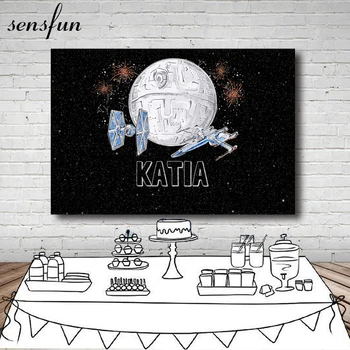 

Sensfun Universe Outer Space Planet Earth Backdrop Firework Black Backgrounds For Photo Studio Custom Name Vinyl 7x5FT