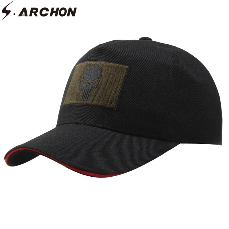 

S.ARCHON Unisex Skull Militar Tactical Baseball Cap Men Embroidery Snapback Army Caps Women Casual Cotton Black Navy Seal Cap