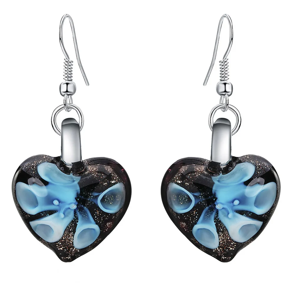 

2019 new heart with flowers earring handmade glass earrings cheap fashion jewellery for women