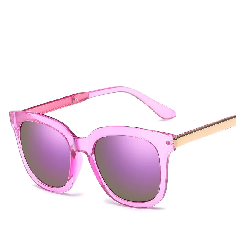 Модные брендовые солнцезащитные очки кошачий глаз, розовые солнцезащитные очки для женщин, зеркальные женские солнцезащитные очки с квадратным покрытием - Цвет линз: Clear Purple