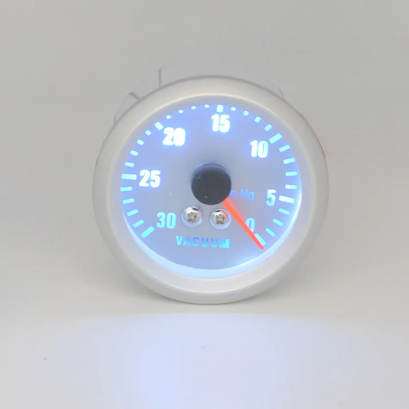 2Inch 52mm Universal Car Analog Vacuum Gauge 0-30 InHg LED Light Silver Face