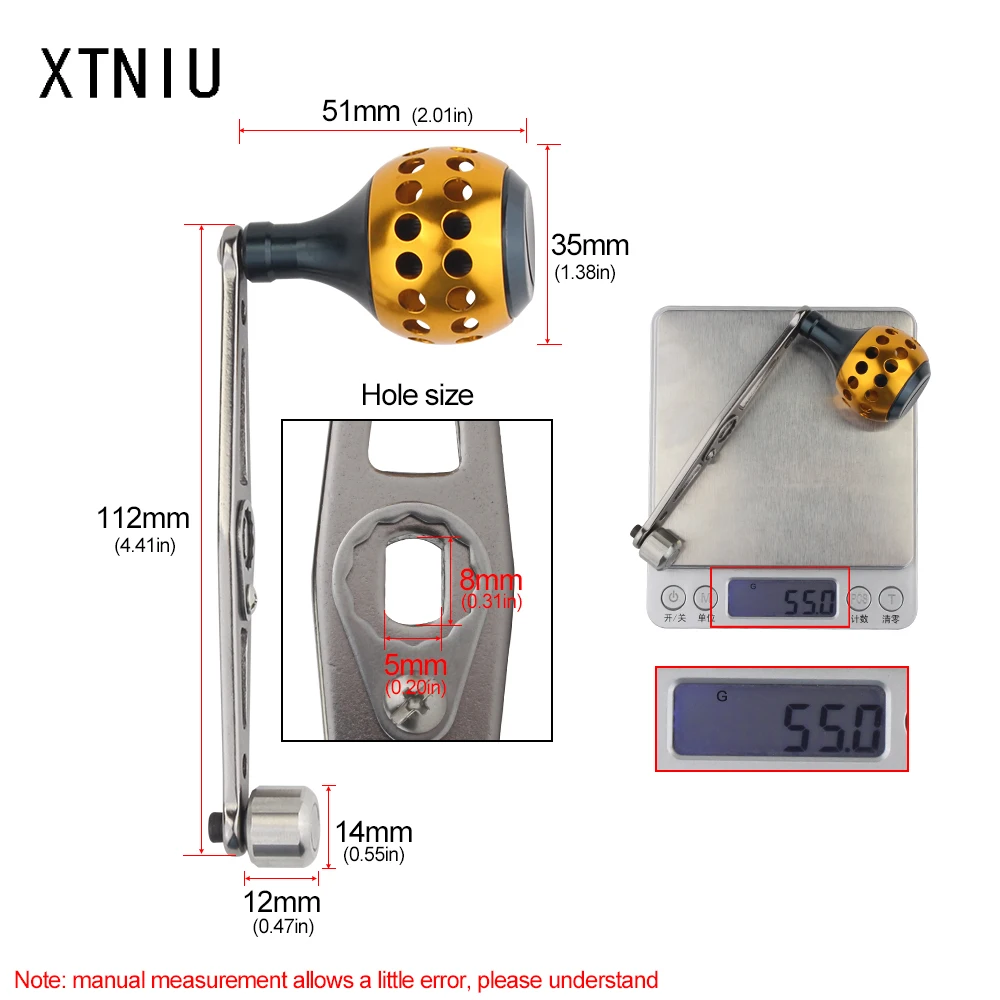 XTNIU прочная 8*5 мм отверстие одна Рыболовная катушка ручка алюминиевый сплав катушка спиннинга балансир для спиннинга рыболовные снасти инструмент