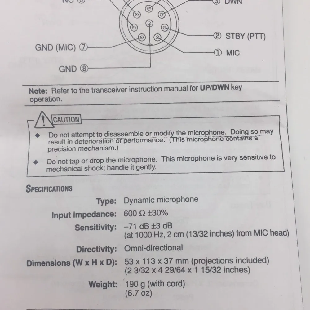 Для Kenwood MC-43S 8 PIN Динамический Ручной кулак микрофон вверх/вниз кнопки любительский радио для TS-590S/TS-990S/TS-480SAT