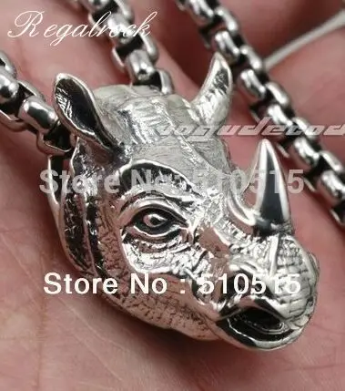 

Regalrock Hot 3D Rhinoceros Skull Africa Rhinos Pendant Necklace