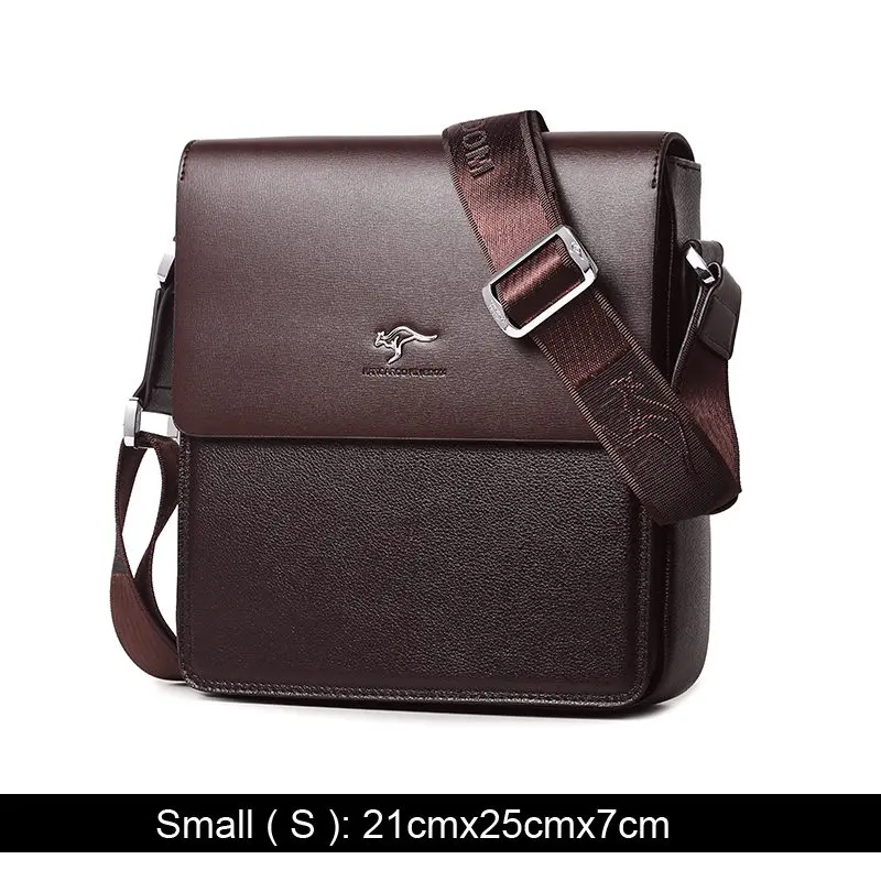 Кенгуру Королевство Роскошная брендовая мужская сумка из спилка деловая повседневная мужская сумка через плечо - Цвет: coffee small