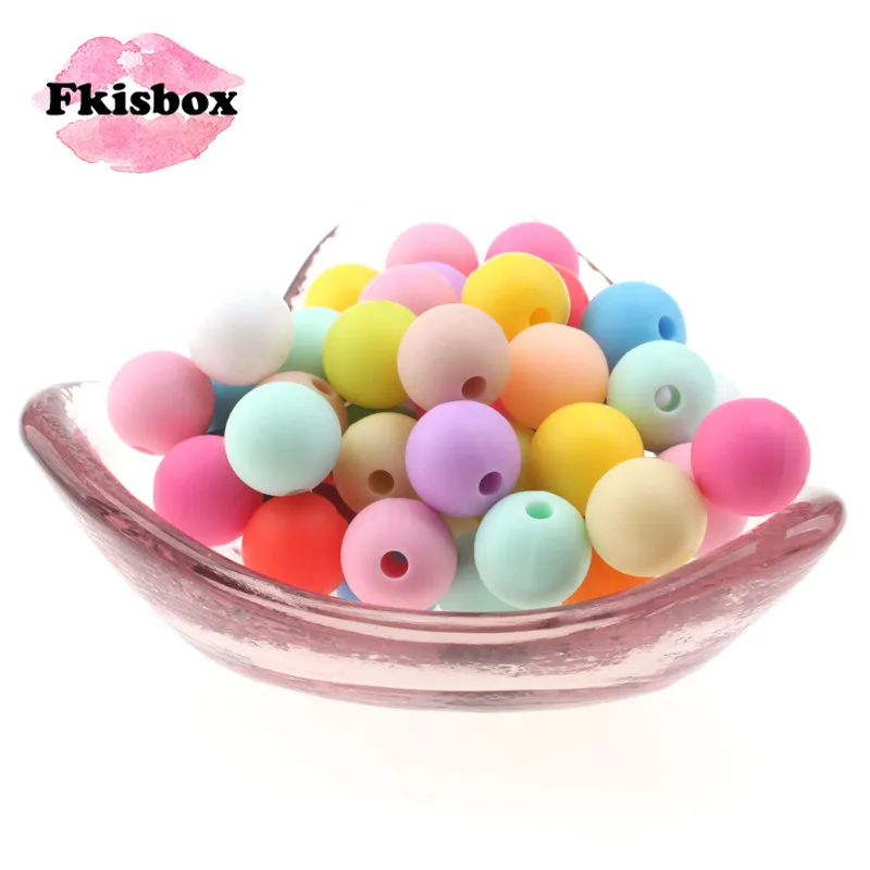 

Fkisbox 50pc 12mm Round Silicone Bead Bpa Free Food Grade Baby Teether Necklace Making Chewable Infant Teething Jewelry Pendant