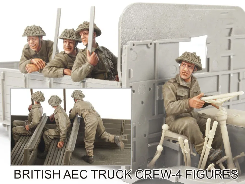 Unpainted Kit 1/35 British AEC Truck Crew 4 figures WWII Resin Figure