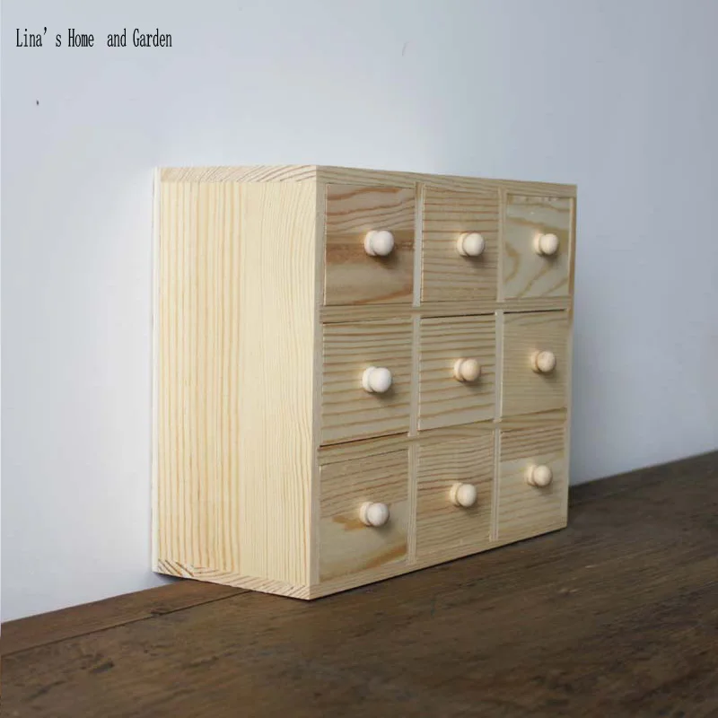 Mini Storage Drawers,primitive pine wood mini storage drawers (4)