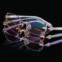 Для женщин глаз Очки без оправы Рамки с Близорукость Очки 1.61 ИНДЕКС Оптические стёкла градиент Цвет объектив леди элегантность Оптический Высокое качество