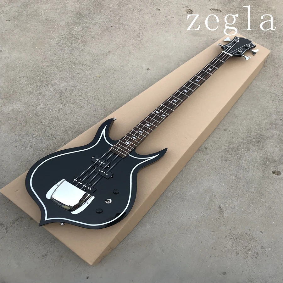 Rare Gene Simmons Bass 4 Strings Black Electric Bass Guitar Mahogany Body Maple Neck Rosewood Fingerboard Rare Gene Simmons Bass 4 Strings Black Electric Bass Guitar Mahogany Body Maple Neck Rosewood Fingerboard