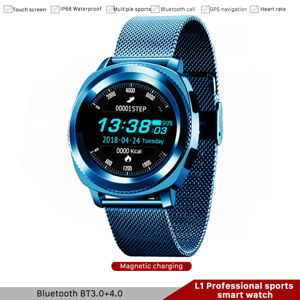 

L2 Smart Watch IP68 Waterproof Bluetooth Call Heart Rate Monitor Smartwatch Intelligent Clock Anti-lost Sports Watch for Men