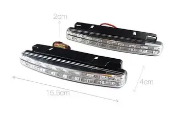 

One Pair Car Daytime Running Light LED DRL Auto Universal White 12V DC 8 LED 6000k Super Bright Day Light